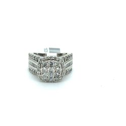 10kt White Gold Diamond Ring Cushion Cluster Sides 8.80grams 156306 1