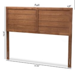 Full Size Wood Headboard with Slatted Panel Design
