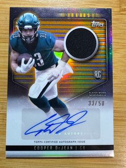 COOPER DeJEAN ROOKIE PATCH AUTO — GOLD /50 — TOPPS CERTIFIED — PHILADELPHIA EAGLES!