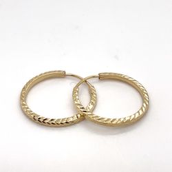 14kt Gold Flat Hollow Hoop Earrings 0.90grams 144726 9