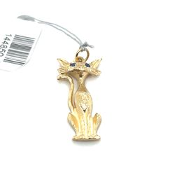 14kt Gold Cat Pendant With Blue Stone Eyes 2.60grams 144850 1