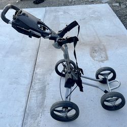 Bag Boy Quad Golf Push Cart - 4 Wheel Folding Push Trolly - Black.