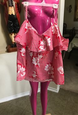 Ladies red off shoulder blouse with straps