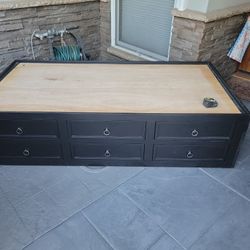 6 Drawer Bed Frame. Solid Wood. Used But Good Shape