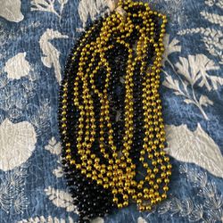 12 Strands, Black And Gold, Mardi Gras Beads