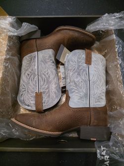 Ariat Sport Western Wide Square Toe Cowboy Boot Earth/Glacier Blue Men's size 8.5