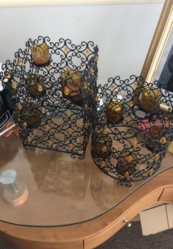 A set of metal bead Votive Candle Holder candle