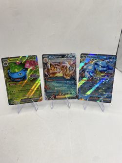 Charizard Venusaur & Blastoise Pokémon Cards -ULTRA RARE 3 Card EX Set Starters!
