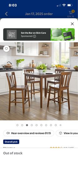 High top dining table with 4 chairs