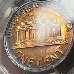 GORGEOUS 1962 PCGS GRADED PR65 PROOF RAINBOW TONED LINCOLN CENT!!