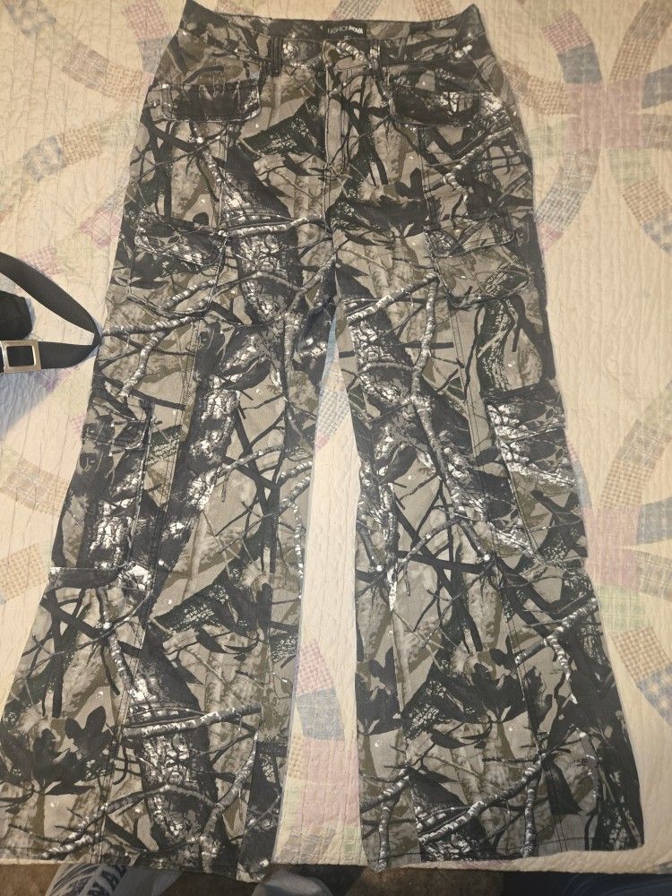 Womens Size Xl Wide Leg CargoCamo Pants NO Flaws Like New See Pics