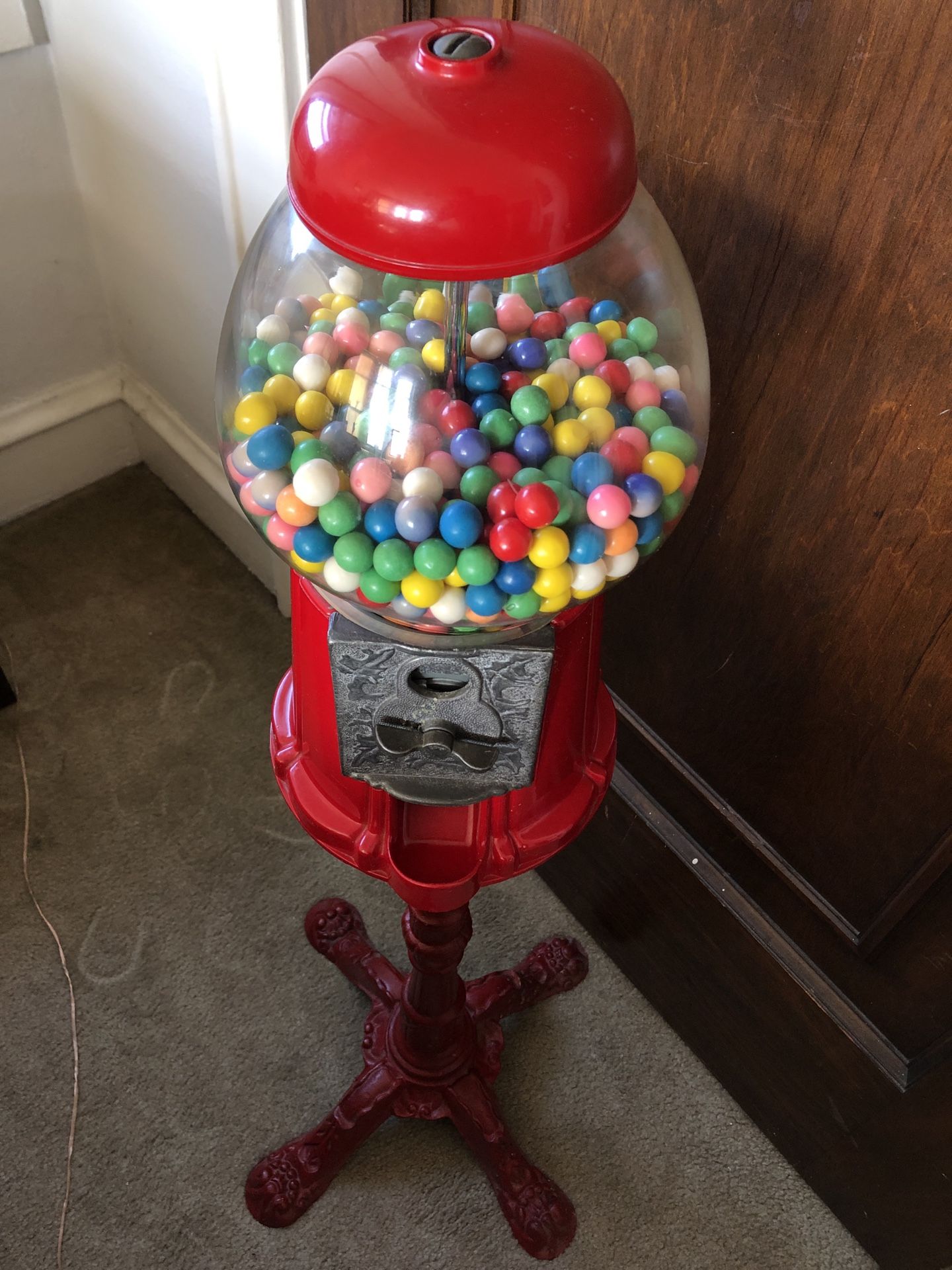 Vintage Gumball Machine w Bank Stand