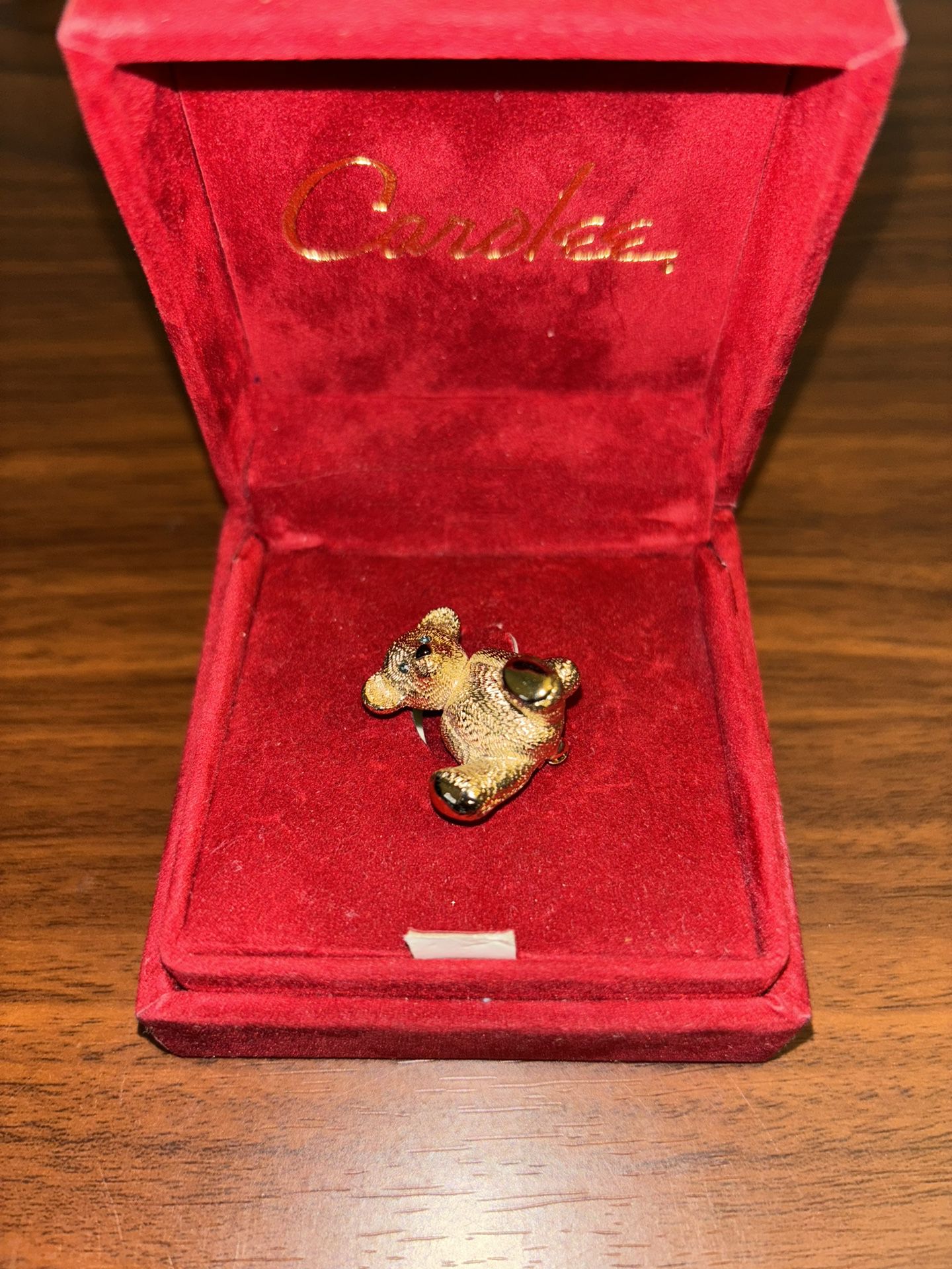 Vintage New Carolee Gold Tone Teddy Bear 1” Brooch Pin