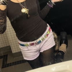 ! Purple Lace Shorts & Peace Sign Belt 