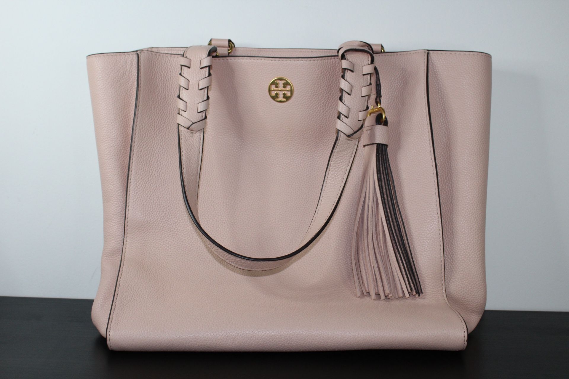 Tory Burch Pink Tote Handbag Purse Shoulder Bag Pebbled Leather