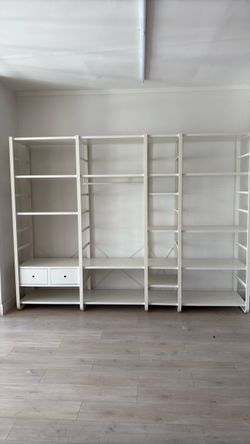 White Modular Shelving Unit with Drawers