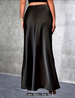 Mid Waist Black Satin Mermaid Maxi Skirt Size Small