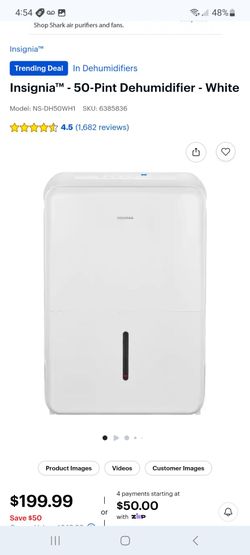 Insignia- 50-Pint Dehumidifier $150