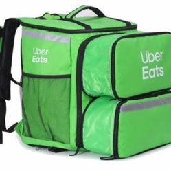 Uber Eats Insulated Delivery Backpack Bag Food Bag XL Green cover Drink Holder