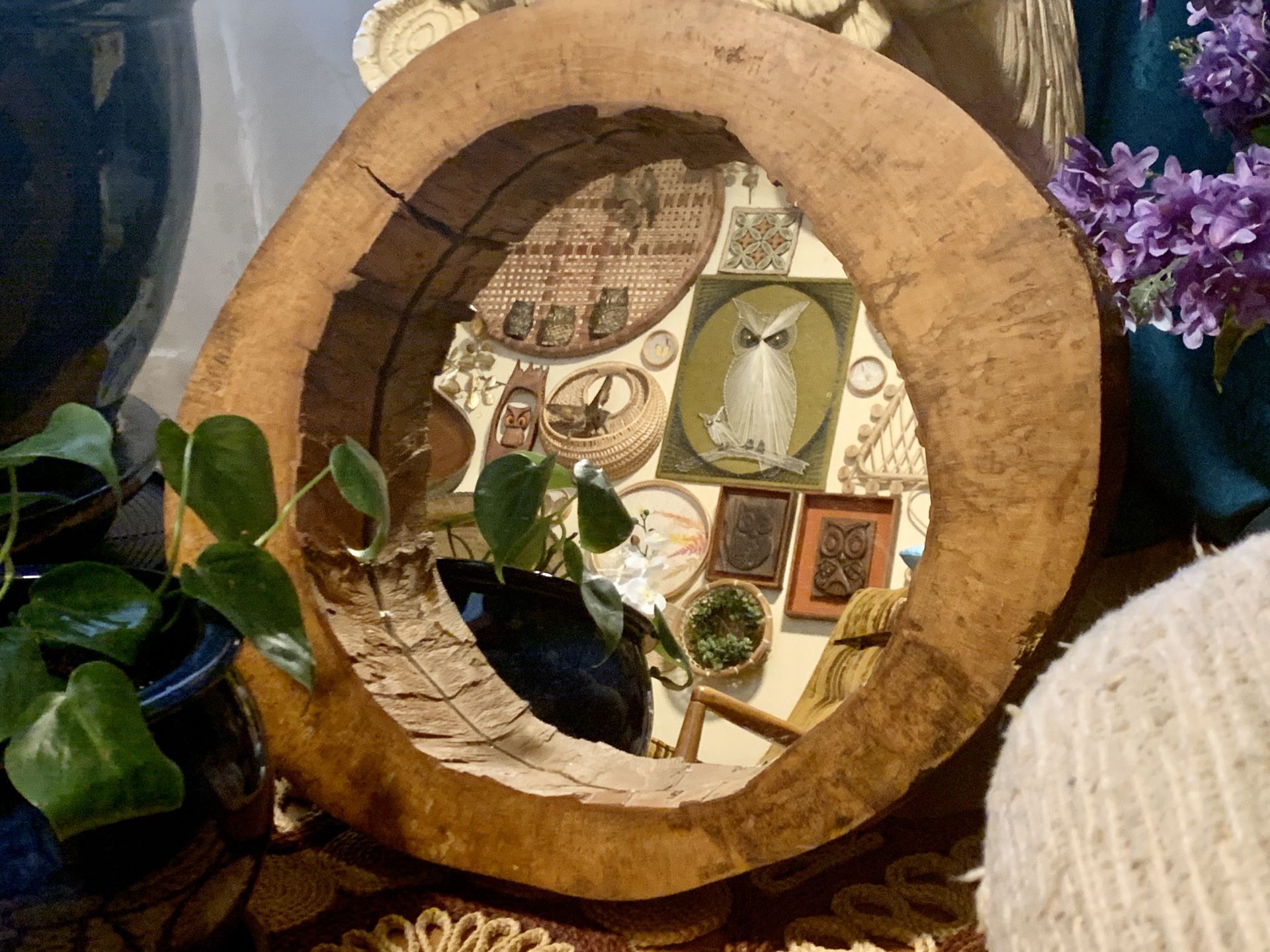 Live edge style wall hanging Mirror
