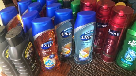 body wash or suave hair spray