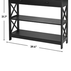 3 Tier Console Table with Drawer Narrow Sofa Side Table Accent End Table
