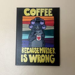 Cat Coffee Acrylic Painting