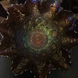 Carnival Glass DUGAN PERSIAN GARDENS 13" Decor Bowl