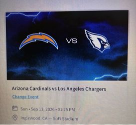Chargers vs . Cardinals , Sunday 2 tickets