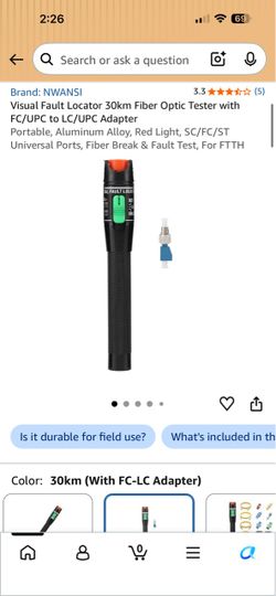 NWANSI Visual Fault Locator 30km Fiber Optic Tester