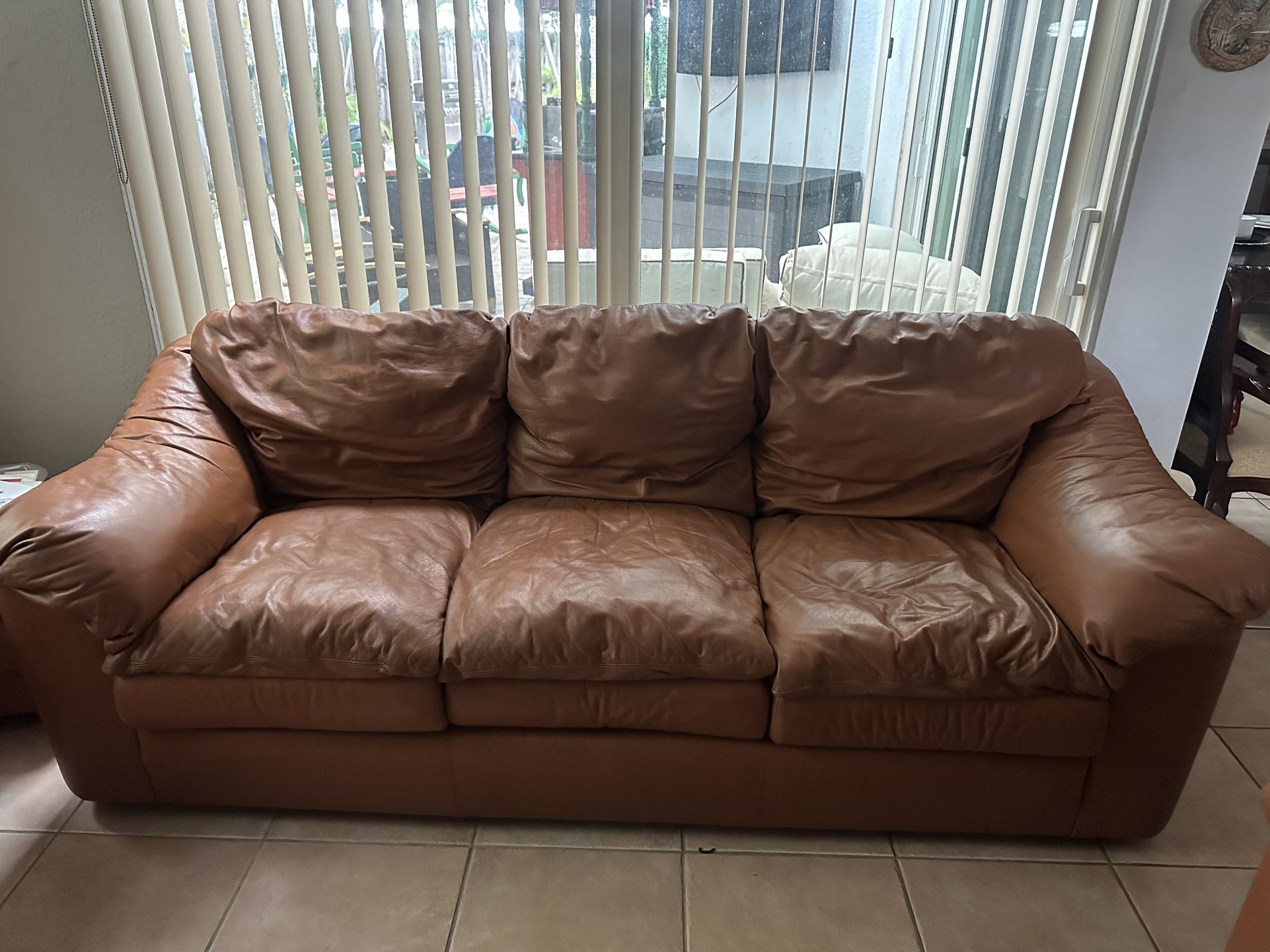 Brown Leather Sofa Set – Great Deal!