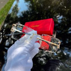 Cartier C Frame Clear & Gold Sunglasses