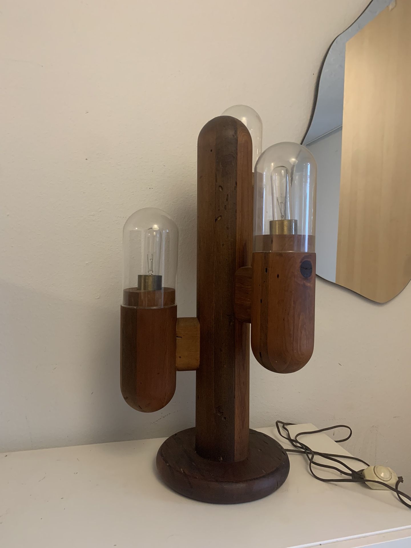 Vintage 1970s Modeline Attributed Solid Wood cactus lamp