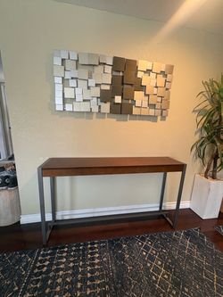 Tall side table metal and wood