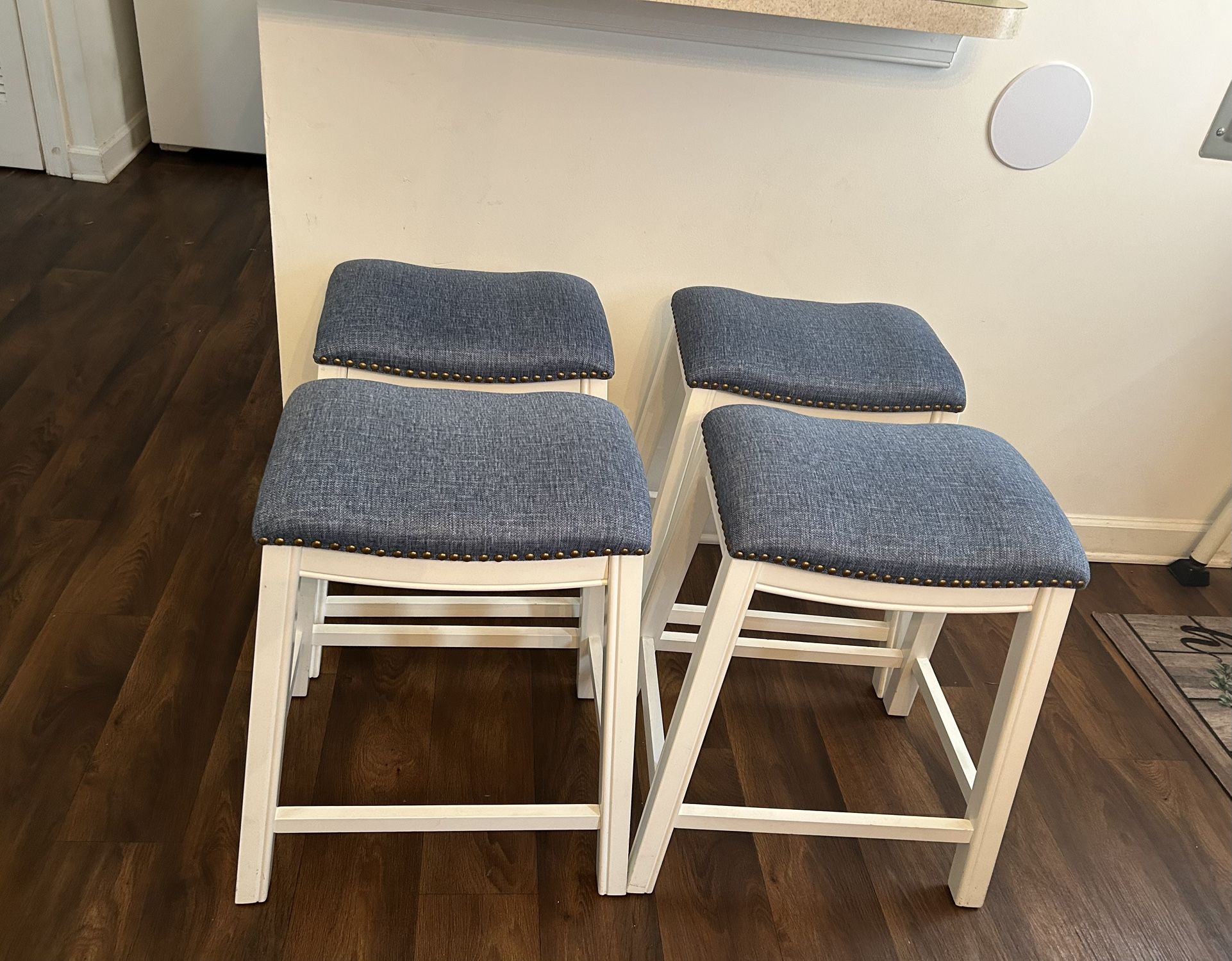 4 Navy Blue Bar Stools 