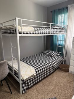 White Triple Bunk Bed Twin with Ladder & Guardrails