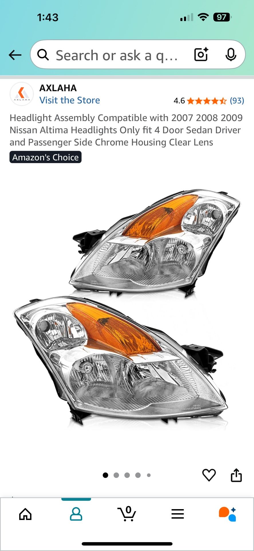 08 Nissan Altima Head lights 