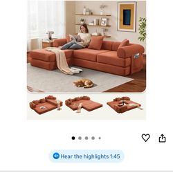 Boneless L Shaped Couch (Orange, 107in)