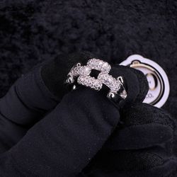 Moissanite Half Cuban White Gold Ring