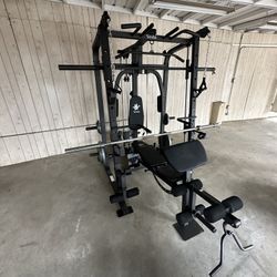 Vesta Fitness Smith Machine 1001 w/Bench Attachment | 245lb Cast Iron Olympic Weights | 7ft Olympic Bar | Fitness | Gym Equipment | FREE DELIVERY 🚚 