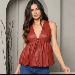 Faux Leather Top