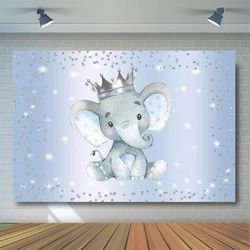 Avezano Boy Elephant Backdrop for Baby Shower Party Photography Background Blue