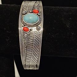 New Silver Turquoise Bangle Bracelet 