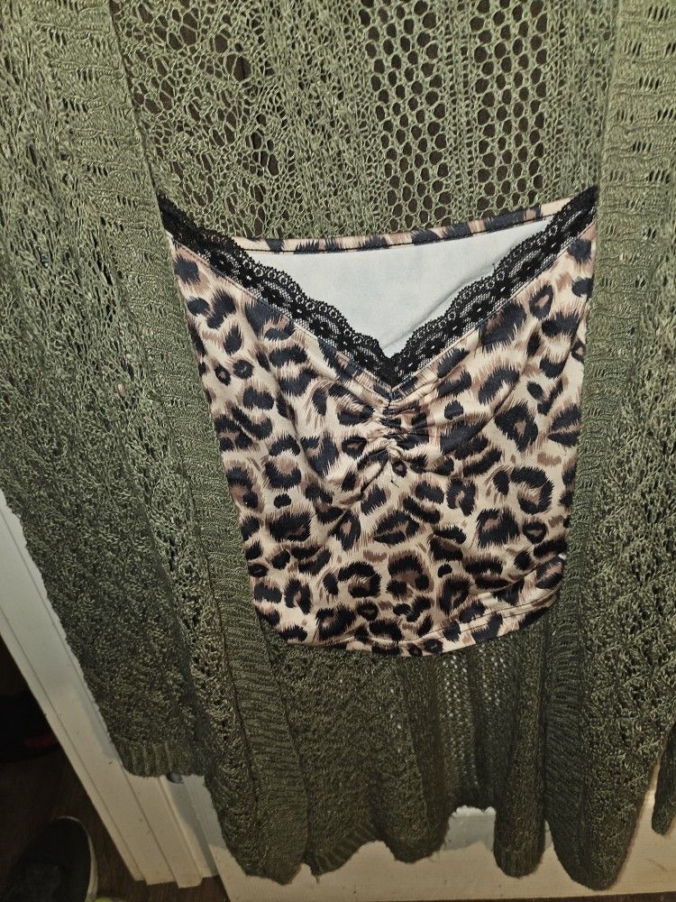 Maurices Cardigan & Leppard Tank