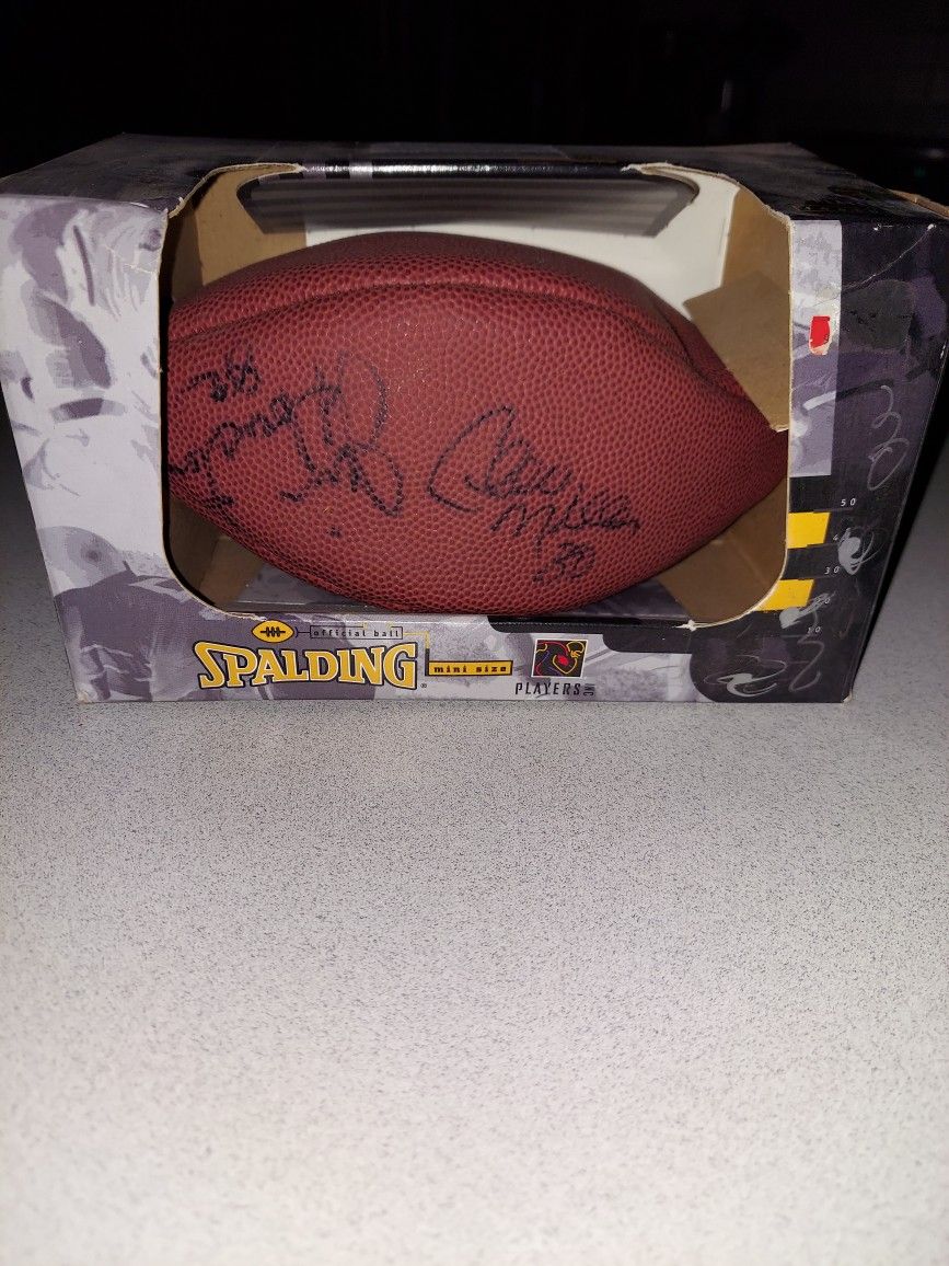 SIGNED CLEVELAND BROWNS JIM HOUSTON & CLEO MILLER MINI SPALDING FOOTBALL STILL IN BOX
