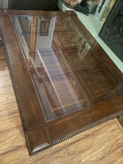 Wood and Glass Top Coffee Table