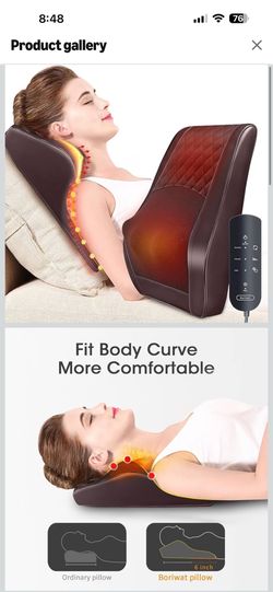 Boriwat Back Massager with Heat, 3D Kneading Massage Pillow for Back, Neck, Shoulder, Leg Pain Relief Deep Tissue, Gifts for Women Men Mom Dad(Brown)