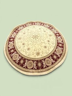 Brand New Cream & Burgundy Round Area Rug - $150