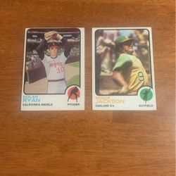 Topps 1973 Reggie Jackson and Nolan Ryan Cards