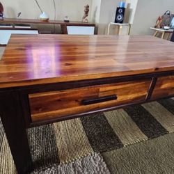 Rustic Wood Coffee Table with Storage Drawers REDUCE PRICE: $150